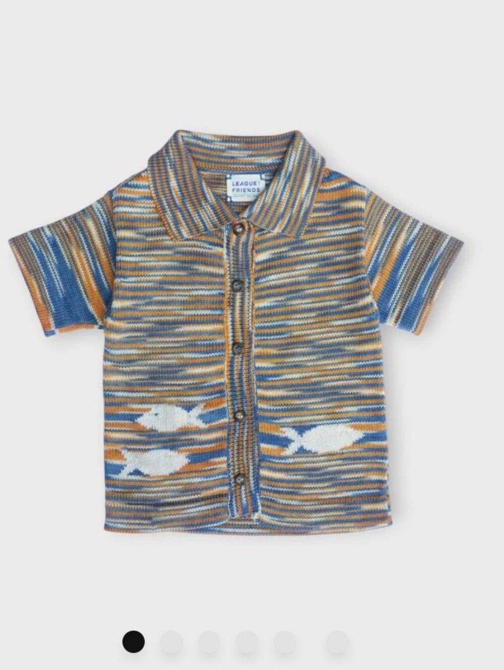 League of friends Organic Cotton Kids Polo Sweater Sardine Intarsia Knit